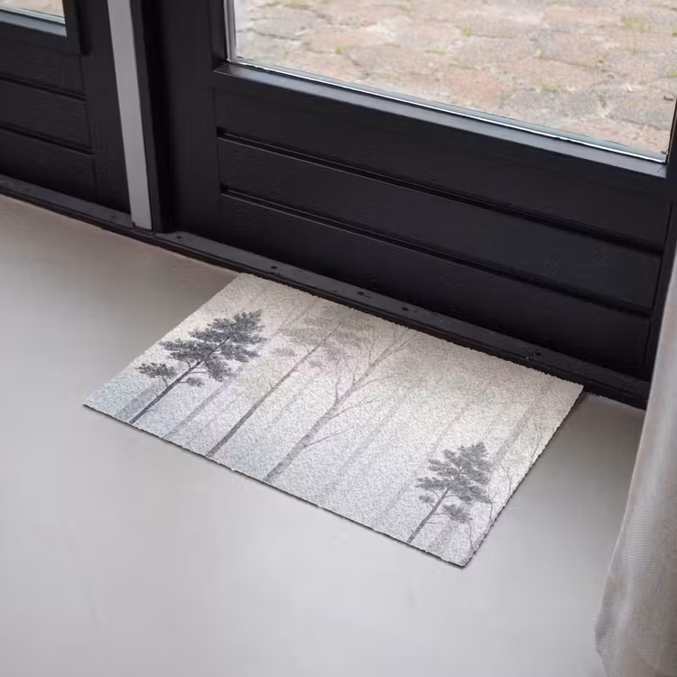 Deurmat - Bos - Bomen - Mist - Natuur - Illustratie - Grijs — 2