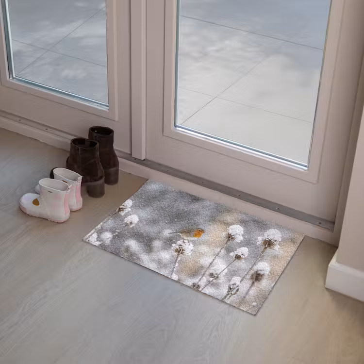 Deurmat - Roodborstje - Gedroogde bloem - Sneeuw - Winter - Vertederend — 8