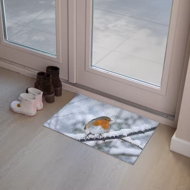 Deurmat - Roodborstje - Tak - Sneeuw - Winter - Levendig — 8