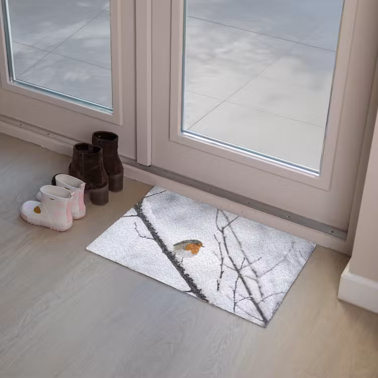 Deurmat - Roodborstje - Tak - Sneeuw - Winter - Levendig — 8