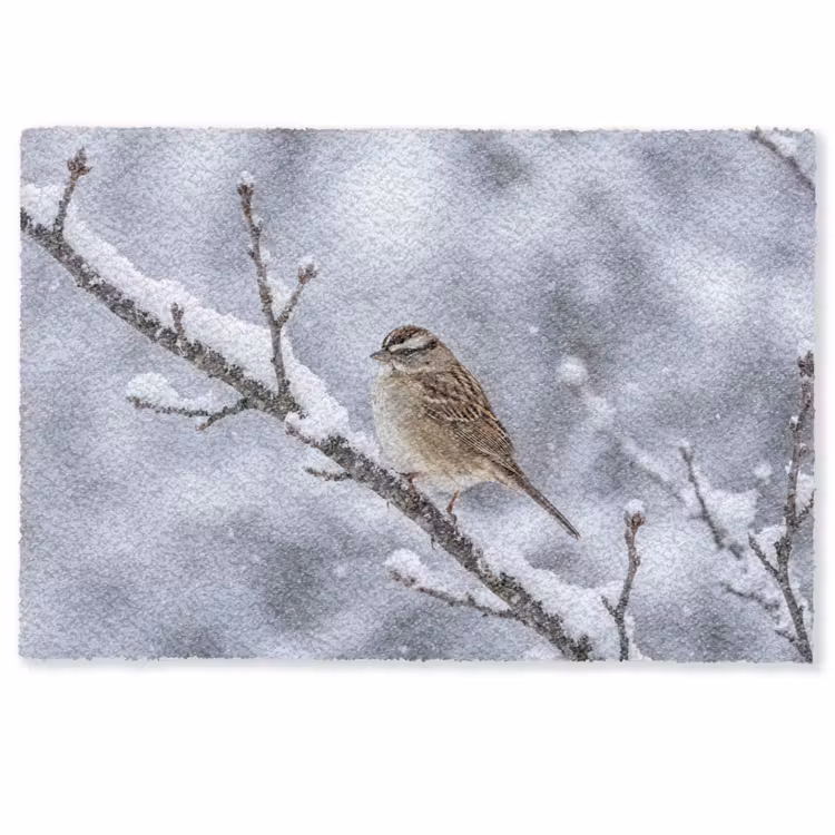 Deurmat - Vogel - Tak - Sneeuw - Winter — 1