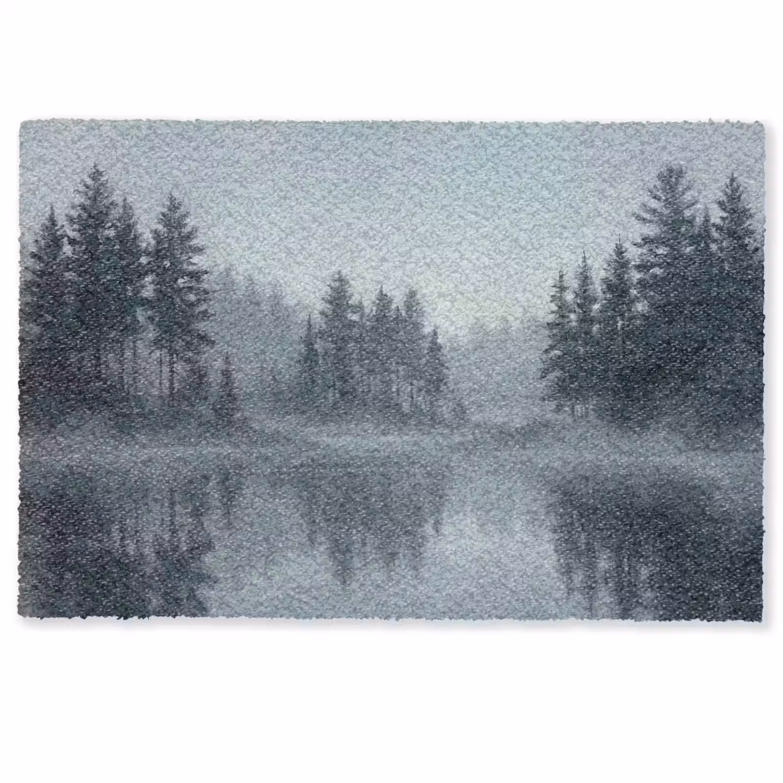 Deurmat - Bos - Meer - Mist - Natuur - Grijs — 1