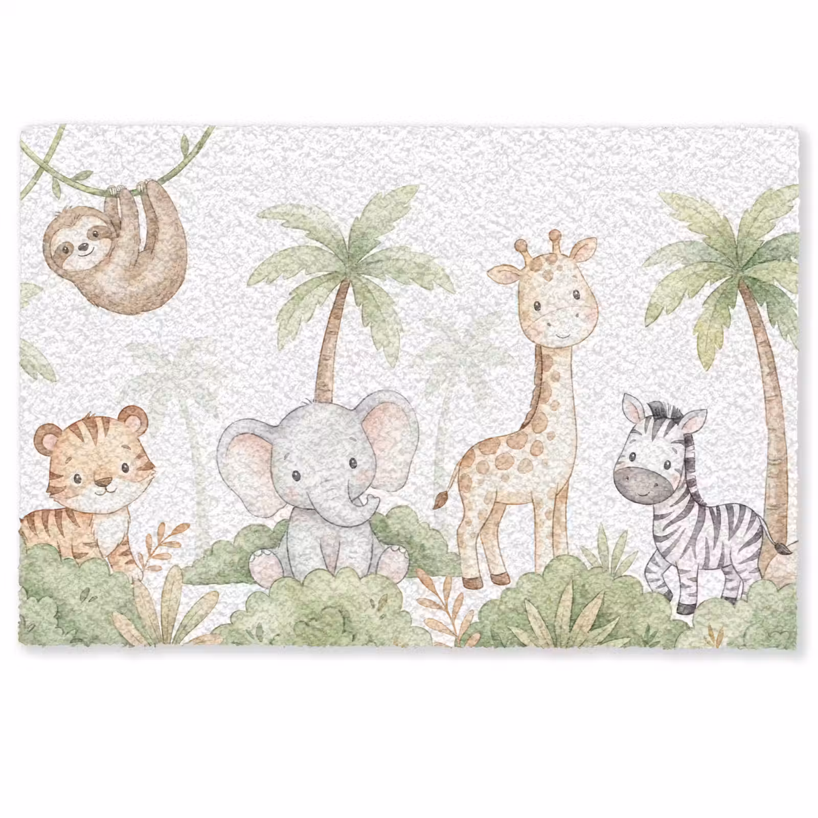 Deurmat - Dieren - Jungle - Pastel — 1