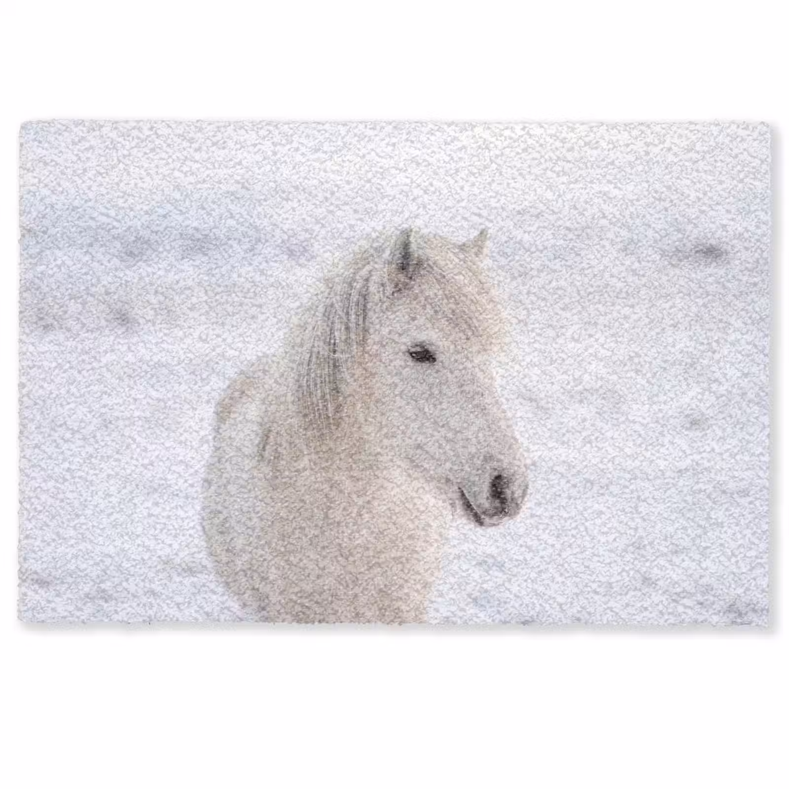 Deurmat - Paard - Kop - Winter - Dieren - Wit — 1