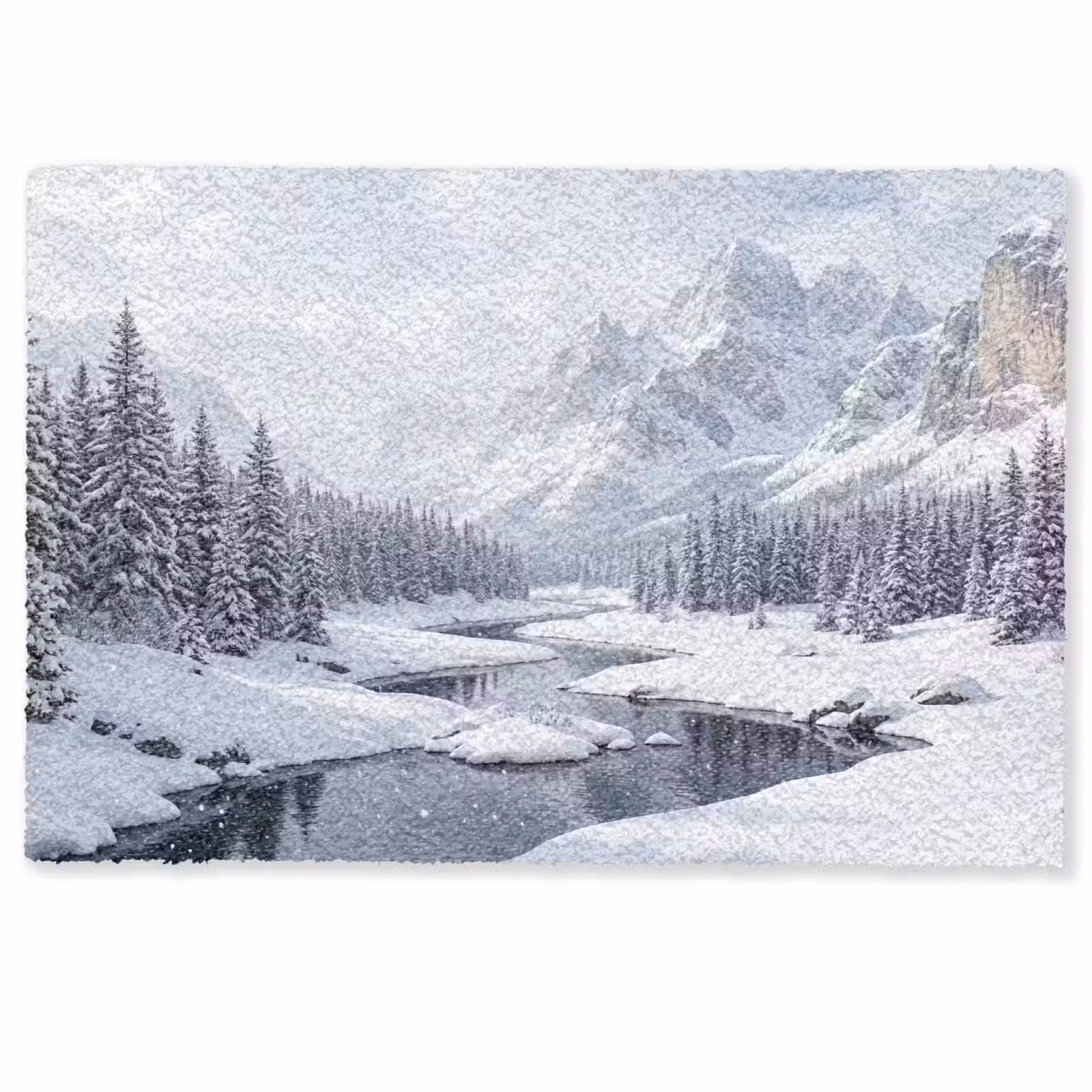 Deurmat - Sneeuwlandschap - Bergen - Rivier - Winter — 1