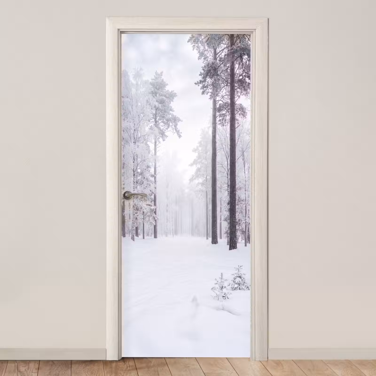 Deursticker - Bos - Sneeuw - Pad - Winter - Stilte — 1