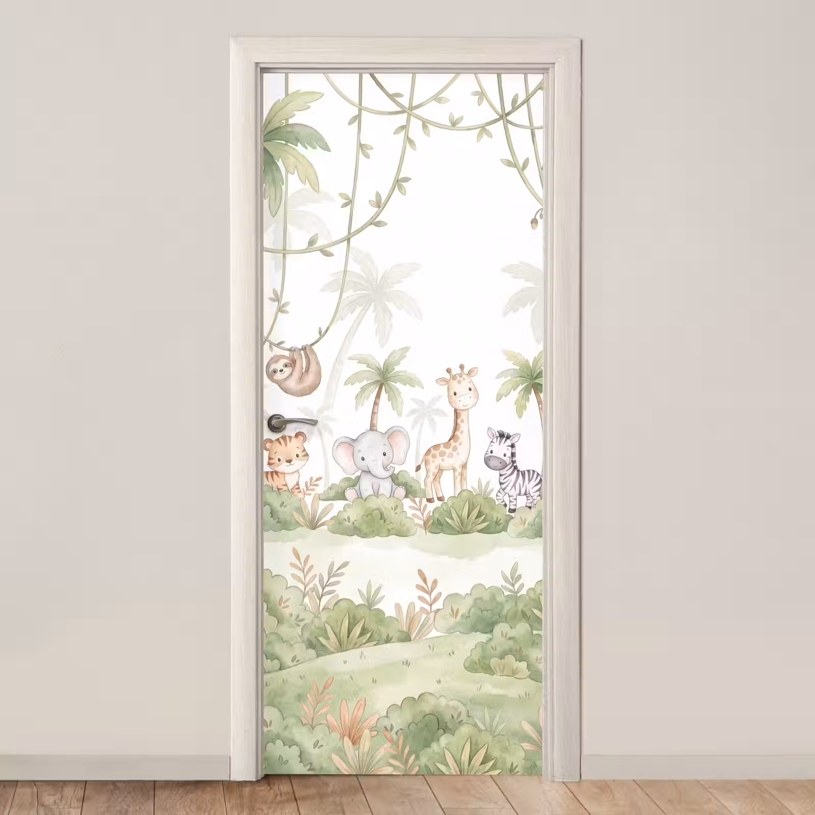 Deursticker - Dieren - Jungle - Pastel — 1