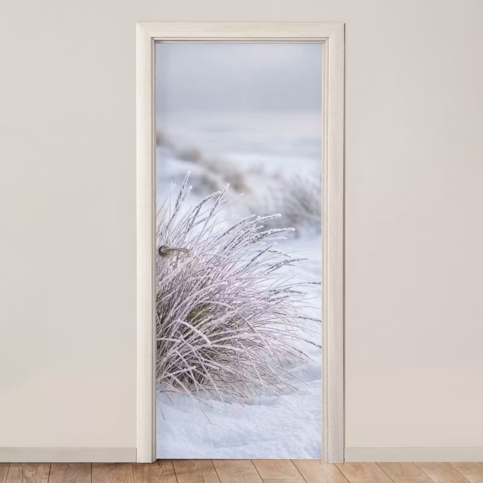 Deursticker - Duinen - Sneeuw - Strand - Winter - Serene — 1