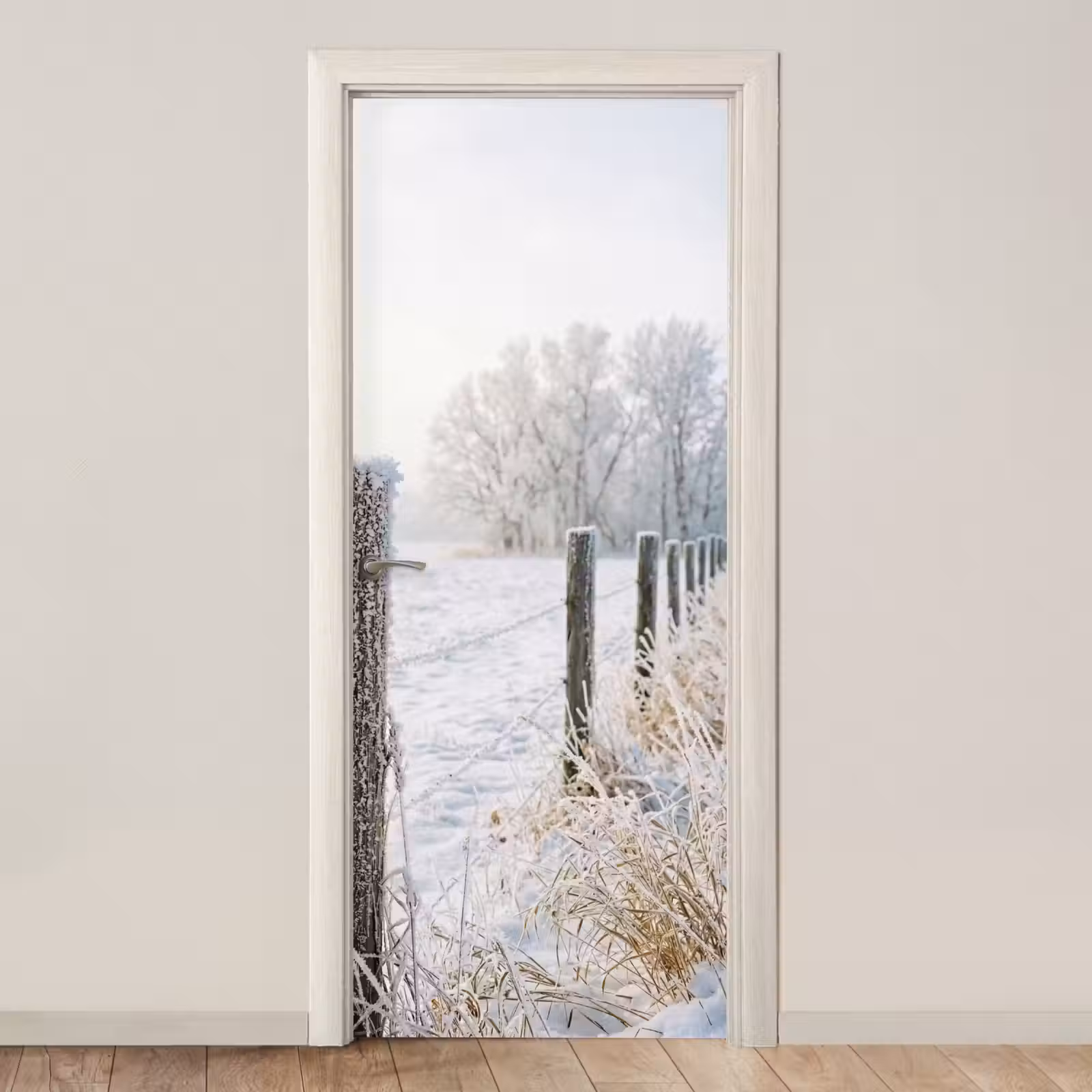 Deursticker - Hek - Sneeuw - Mist - Platteland - Nostalgisch — 1