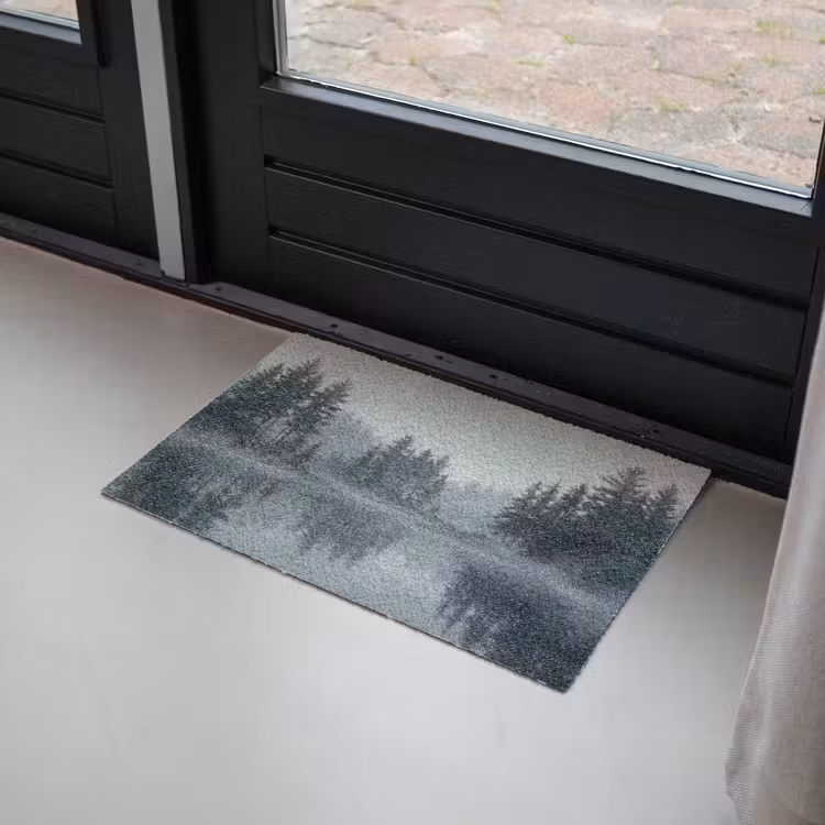 Deurmat - Bos - Meer - Mist - Natuur - Grijs — 2