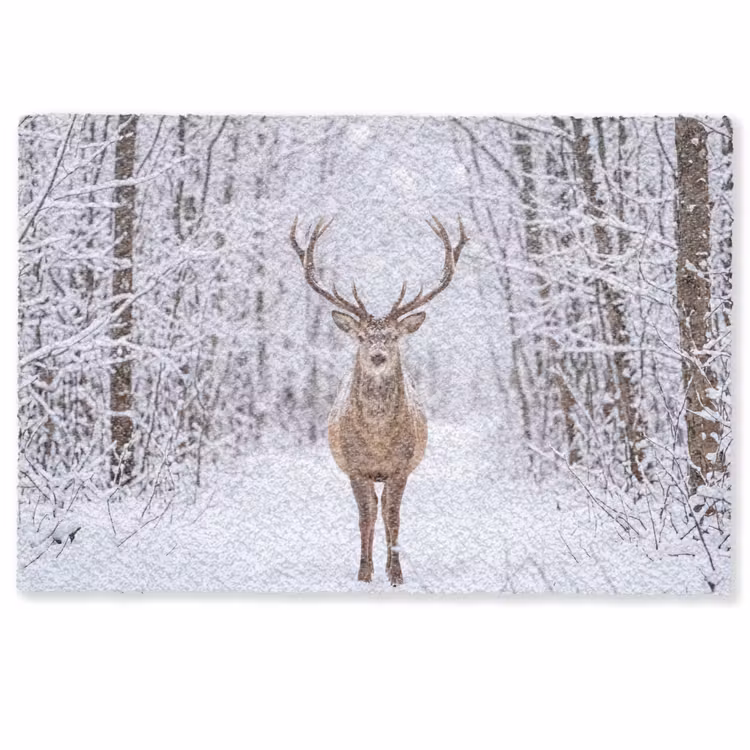 Deurmat - Hert - Winter - Bos - Natuur - Wit — 1