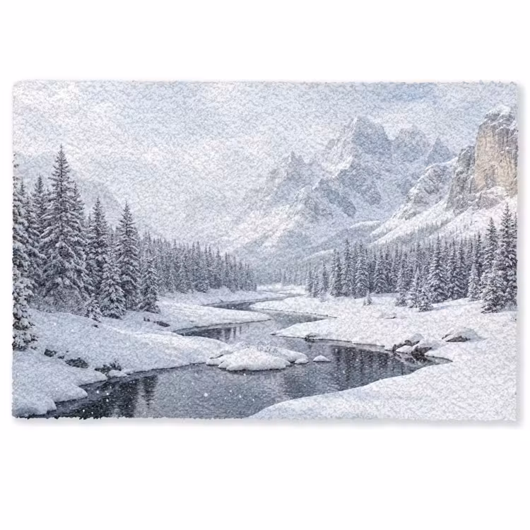 Deurmat - Sneeuwlandschap - Bergen - Rivier - Winter — 1