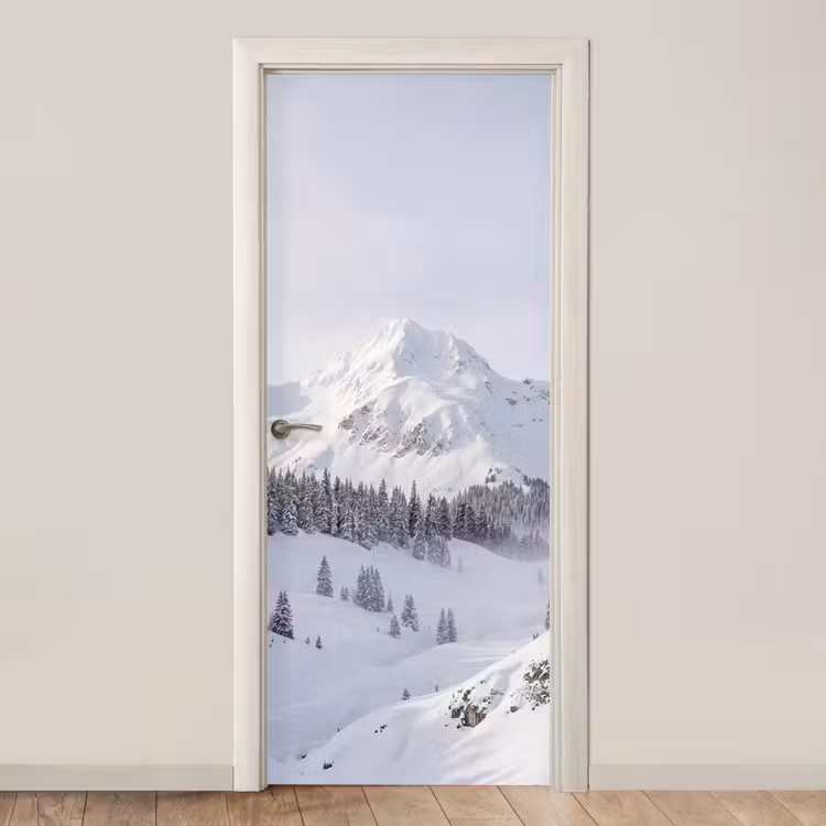 Deursticker - Berg - Sneeuw - Winter - Natuur - Wit — 1