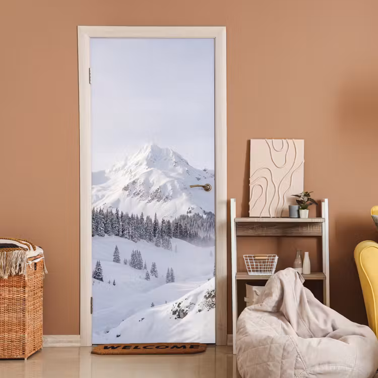 Deursticker - Berg - Sneeuw - Winter - Natuur - Wit — 2