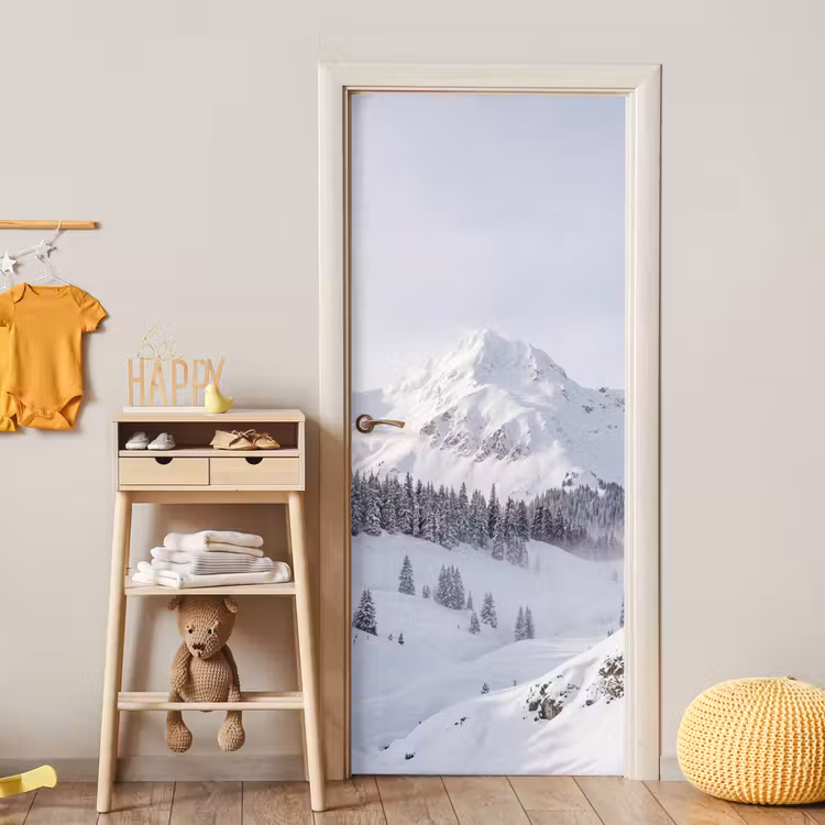 Deursticker - Berg - Sneeuw - Winter - Natuur - Wit — 6