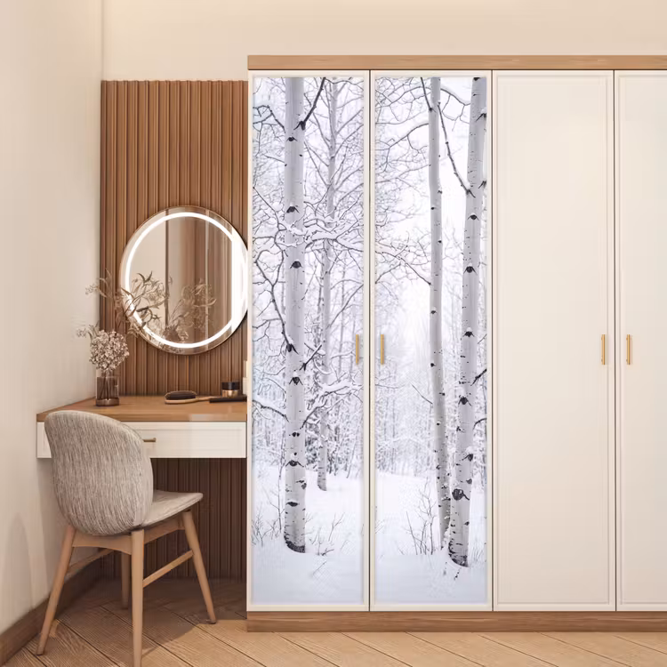 Deursticker - Berkenbomen - Sneeuw - Winter - Bos - Wit — 5