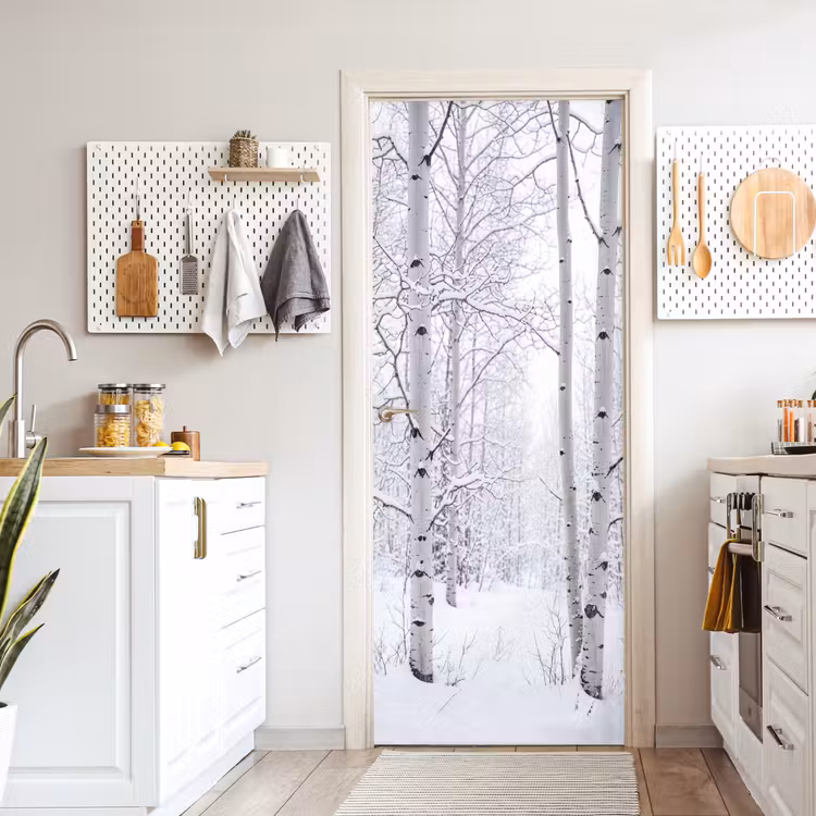 Deursticker - Berkenbomen - Sneeuw - Winter - Bos - Wit — 7