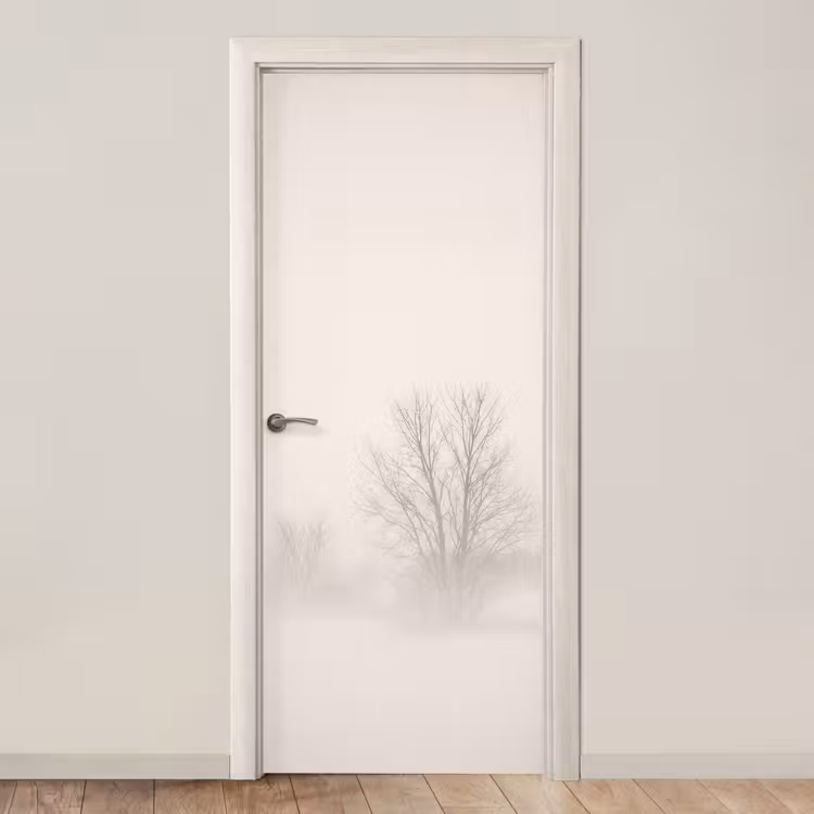 Deursticker - Boom - Mist - Sneeuw - Winter - Minimalistisch — 1