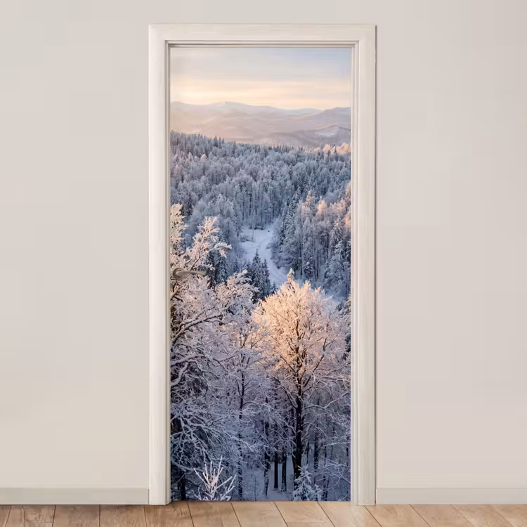 Deursticker - Bos - Bergen - Goud - Winter - Warm — 1
