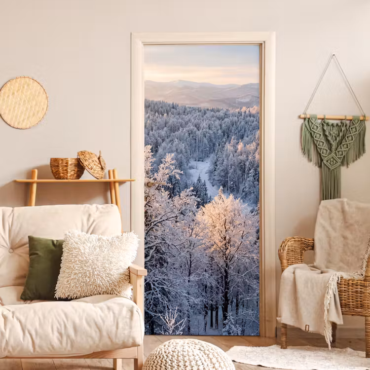 Deursticker - Bos - Bergen - Goud - Winter - Warm — 4