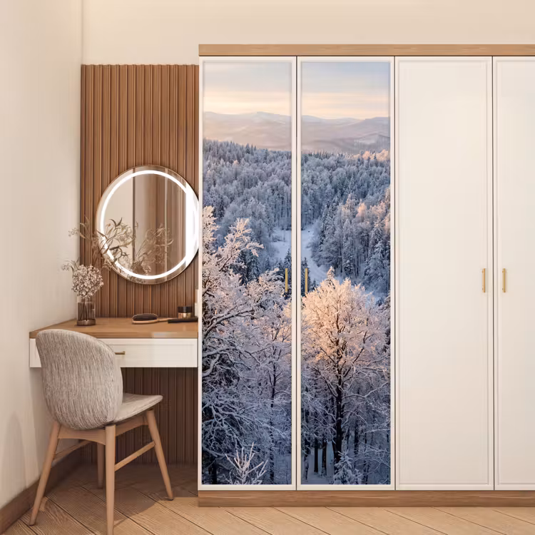 Deursticker - Bos - Bergen - Goud - Winter - Warm — 5