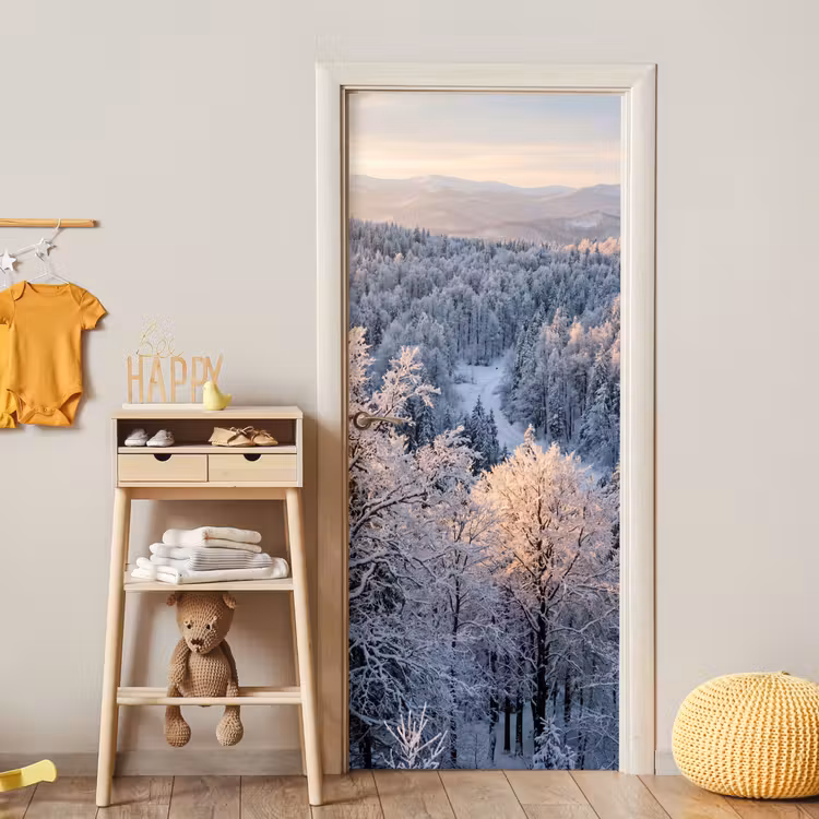Deursticker - Bos - Bergen - Goud - Winter - Warm — 6