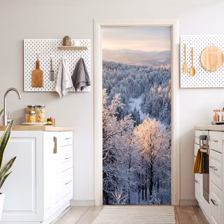 Deursticker - Bos - Bergen - Goud - Winter - Warm — 7