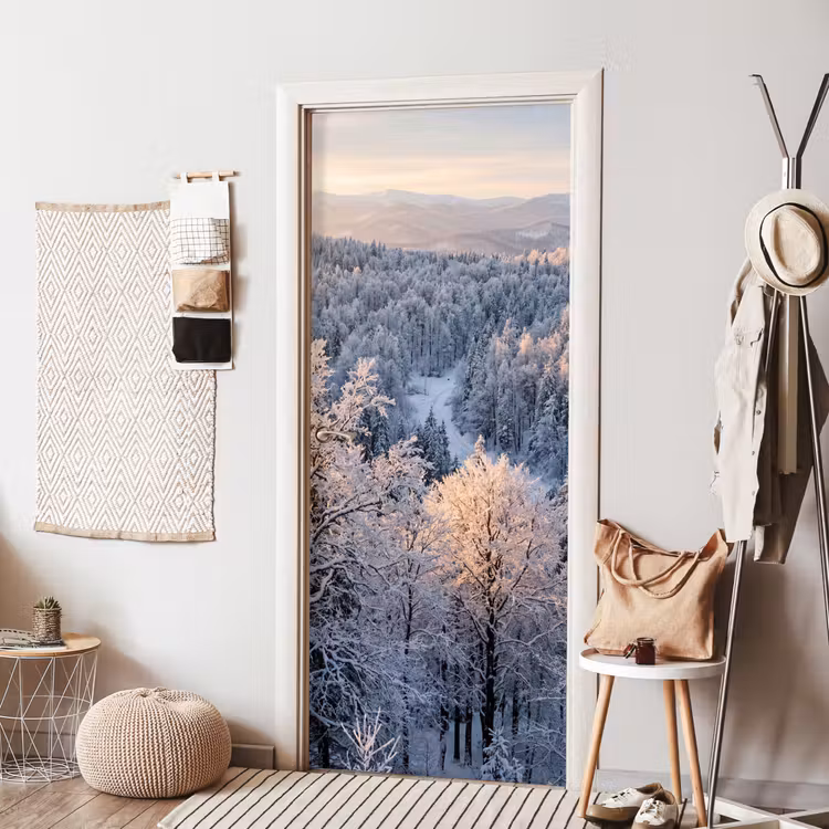 Deursticker - Bos - Bergen - Goud - Winter - Warm — 8