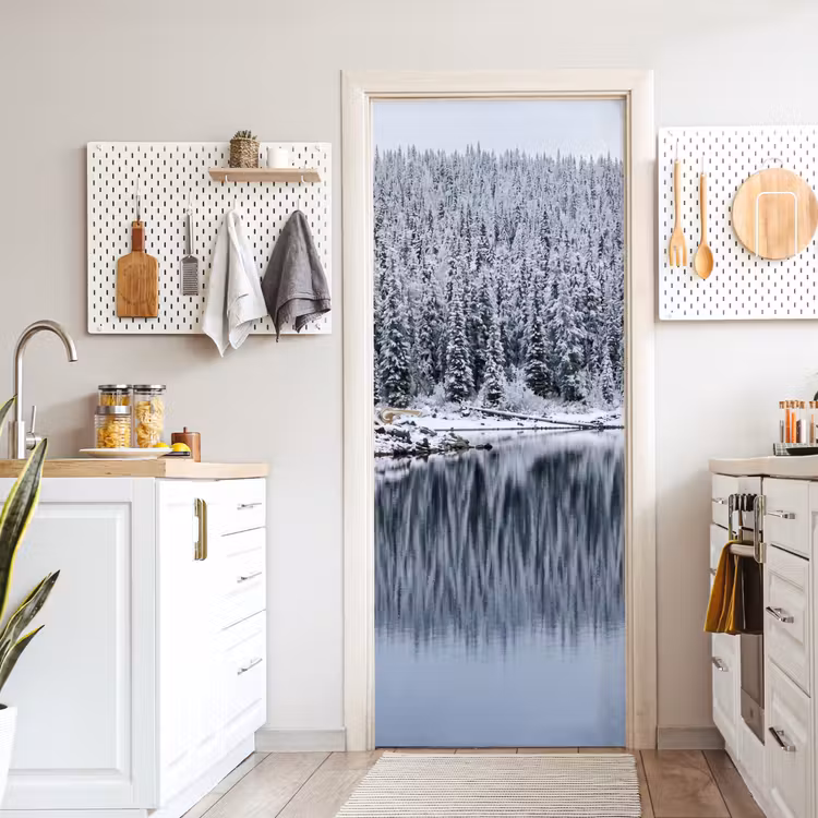 Deursticker - Bos - Reflectie - Meer - Winter - Serene — 7