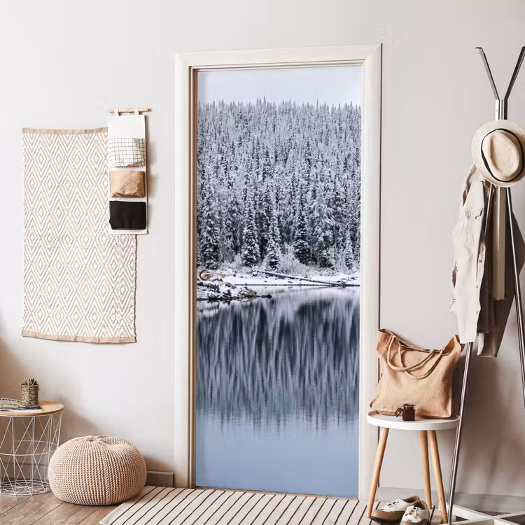 Deursticker - Bos - Reflectie - Meer - Winter - Serene — 8