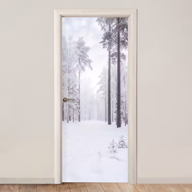 Deursticker - Bos - Sneeuw - Pad - Winter - Stilte — 1