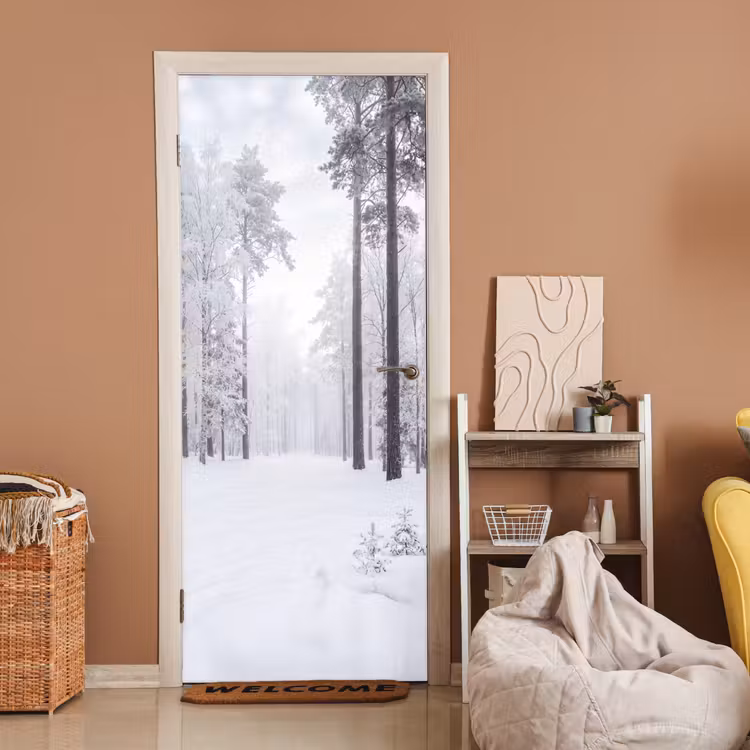 Deursticker - Bos - Sneeuw - Pad - Winter - Stilte — 2