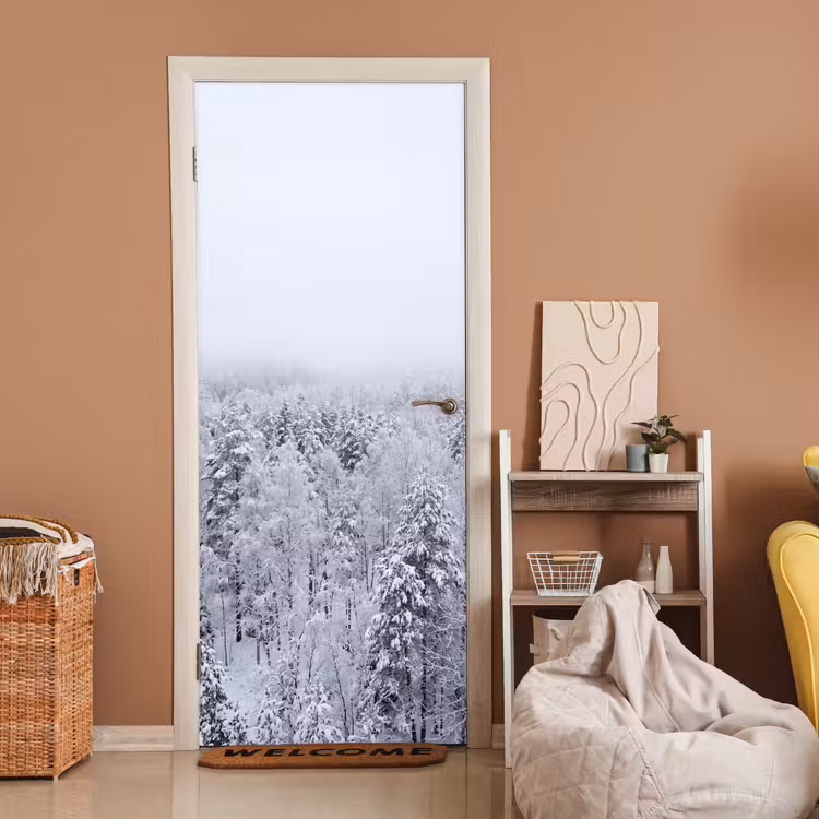 Deursticker - Bos - Sneeuw - Winter - Natuur - Wit — 2