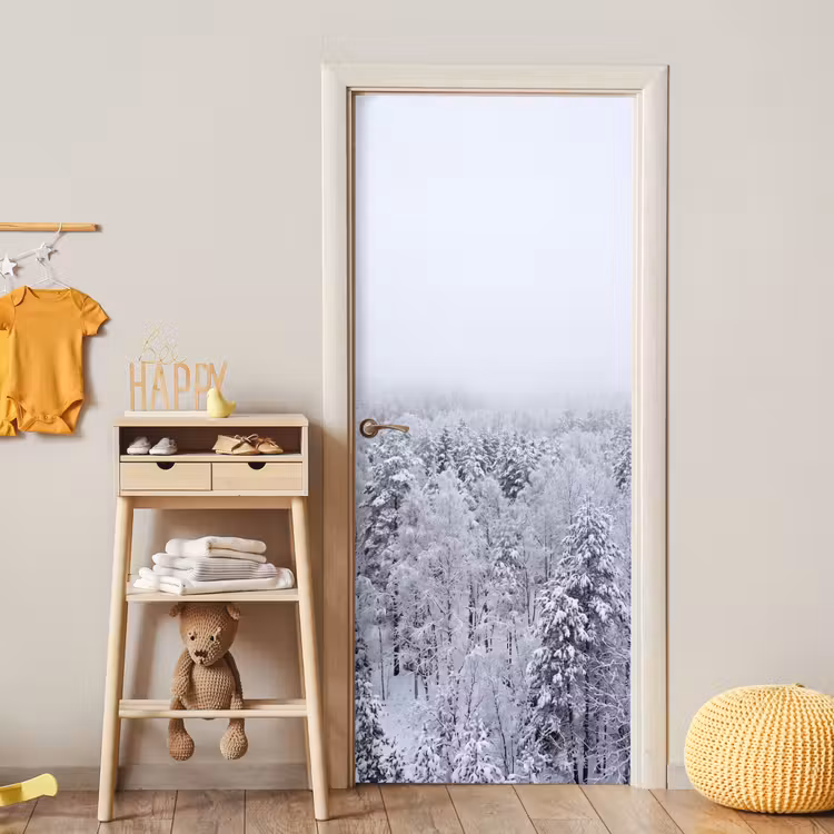 Deursticker - Bos - Sneeuw - Winter - Natuur - Wit — 6