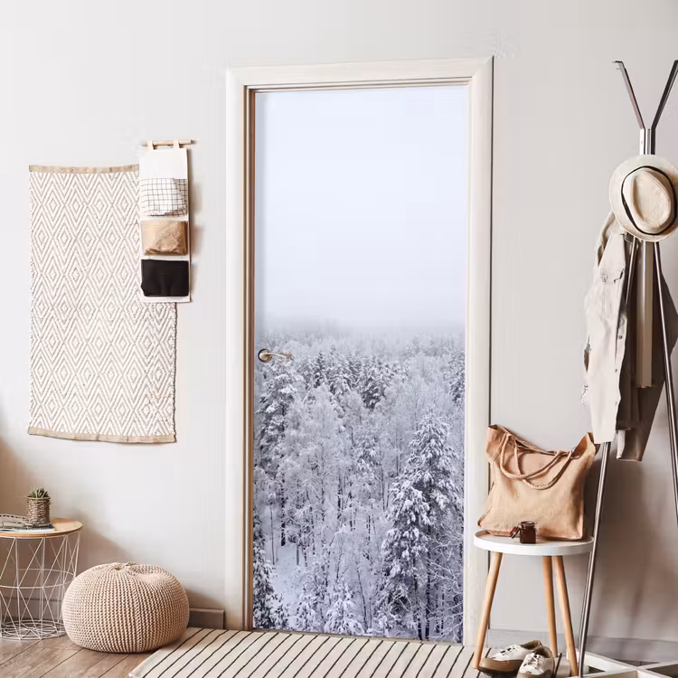 Deursticker - Bos - Sneeuw - Winter - Natuur - Wit — 8