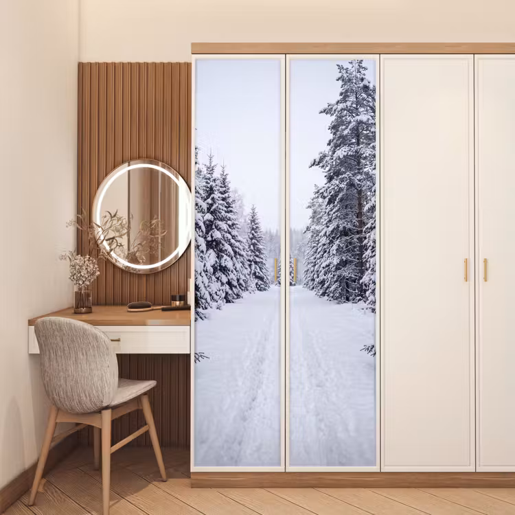 Deursticker - Bos - Winter - Sneeuw - Pad - Natuur — 5