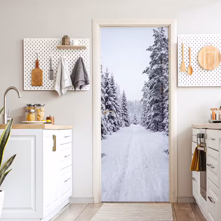 Deursticker - Bos - Winter - Sneeuw - Pad - Natuur — 7