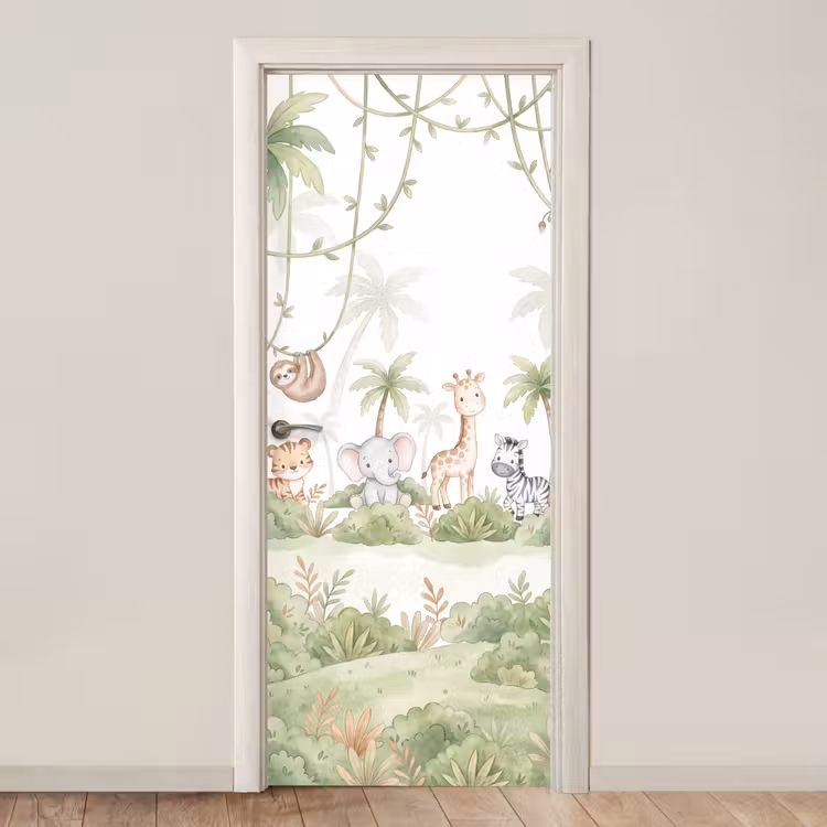 Deursticker - Dieren - Jungle - Pastel — 1
