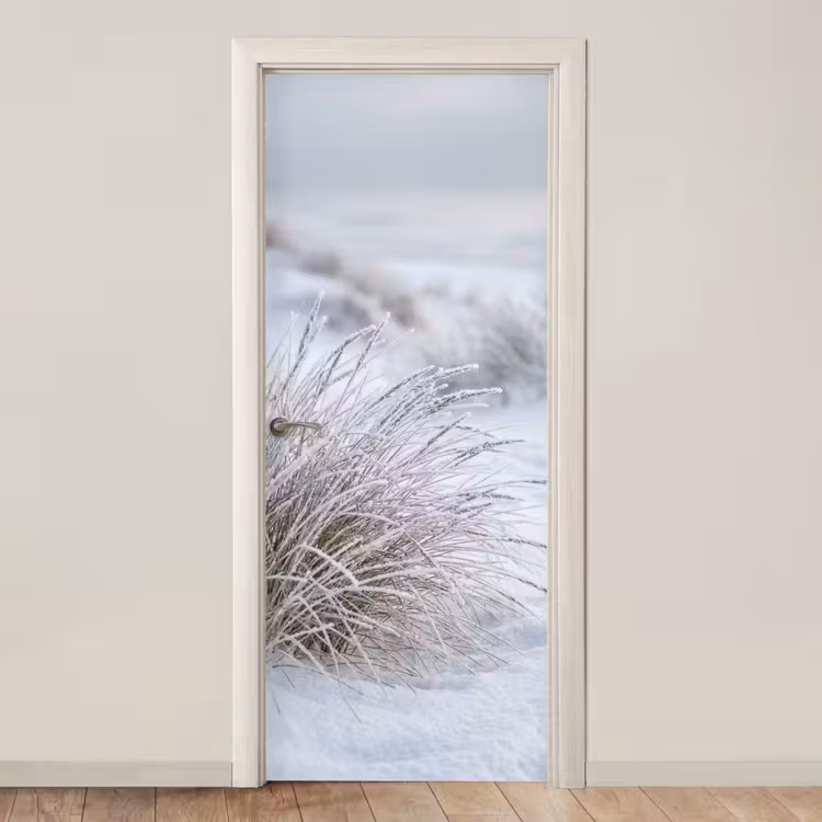 Deursticker - Duinen - Sneeuw - Strand - Winter - Serene — 1