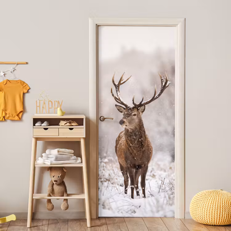 Deursticker - Edelhert - Bos - Sneeuw - Winter - Majestueus — 6