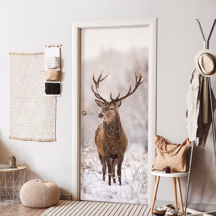 Deursticker - Edelhert - Bos - Sneeuw - Winter - Majestueus — 8