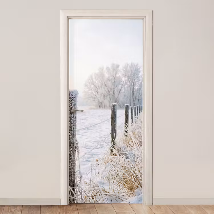 Deursticker - Hek - Sneeuw - Mist - Platteland - Nostalgisch — 1