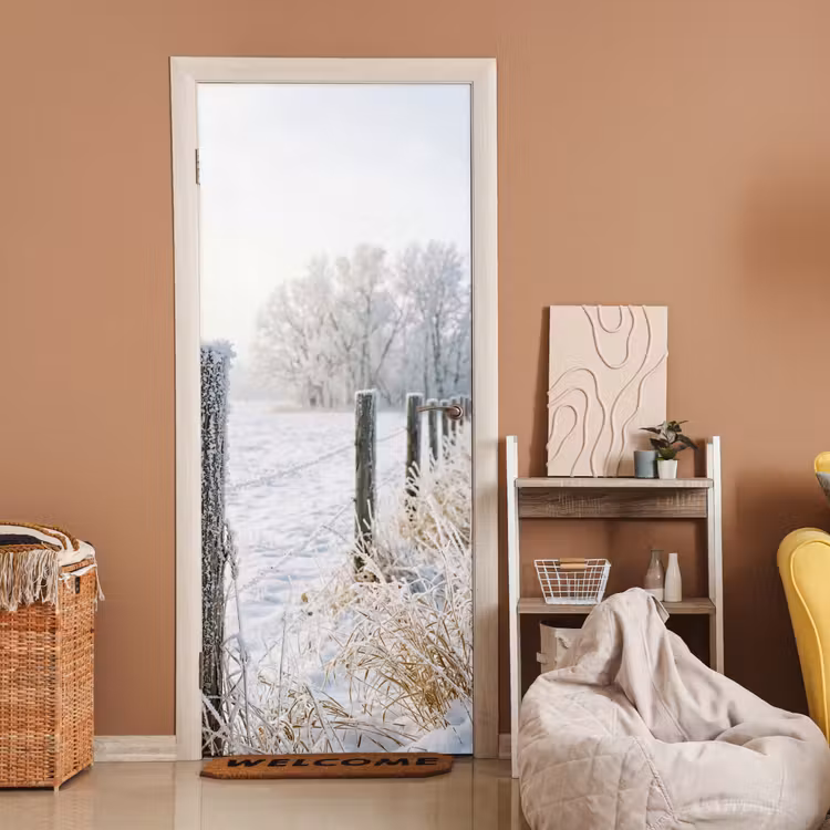 Deursticker - Hek - Sneeuw - Mist - Platteland - Nostalgisch — 2