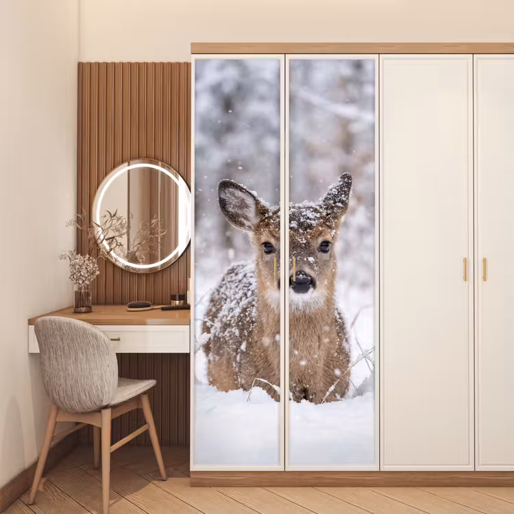 Deursticker - Hert - Sneeuw - Bos - Dieren - Vertederend — 5