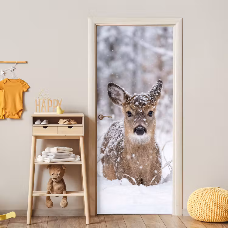 Deursticker - Hert - Sneeuw - Bos - Dieren - Vertederend — 6