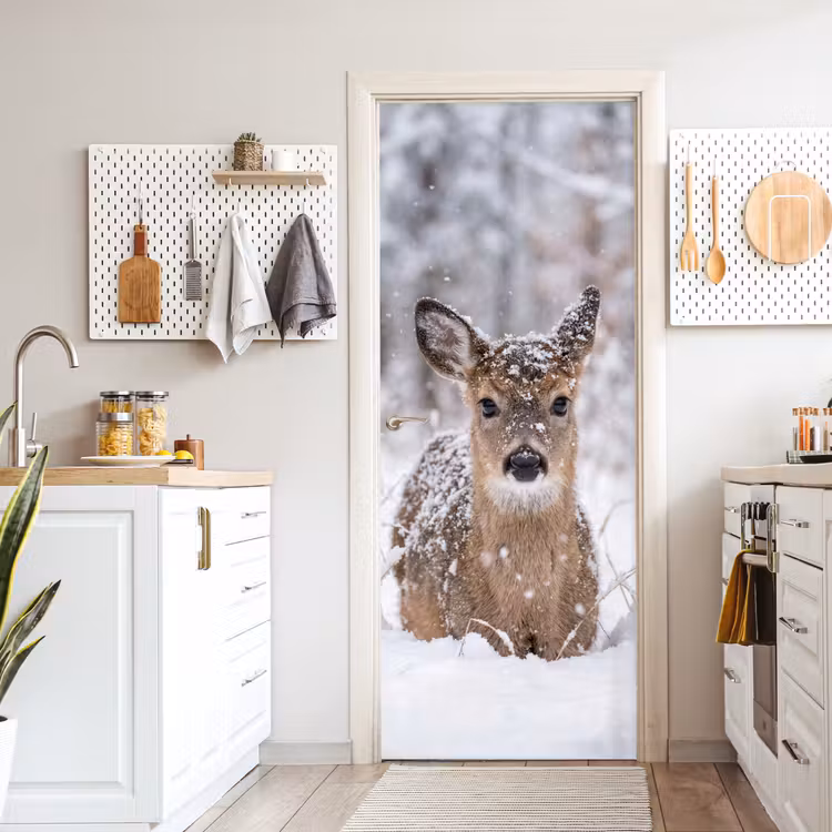 Deursticker - Hert - Sneeuw - Bos - Dieren - Vertederend — 7