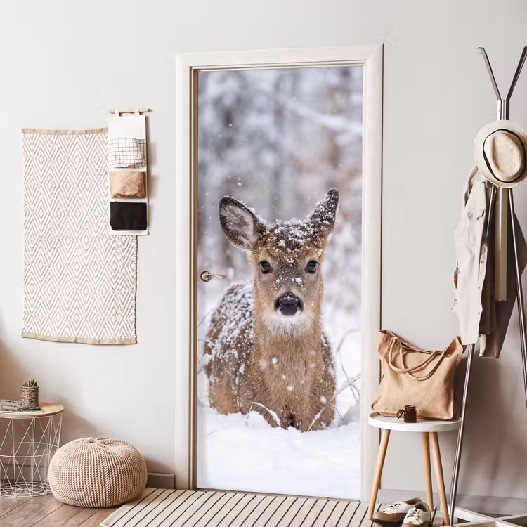 Deursticker - Hert - Sneeuw - Bos - Dieren - Vertederend — 8