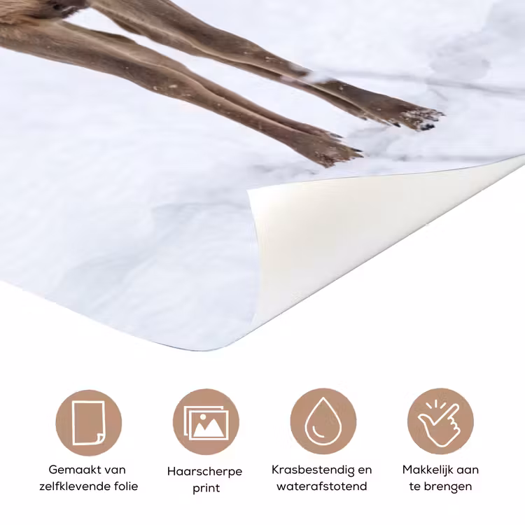 Deursticker - Hert - Winter - Bos - Natuur - Wit — 3