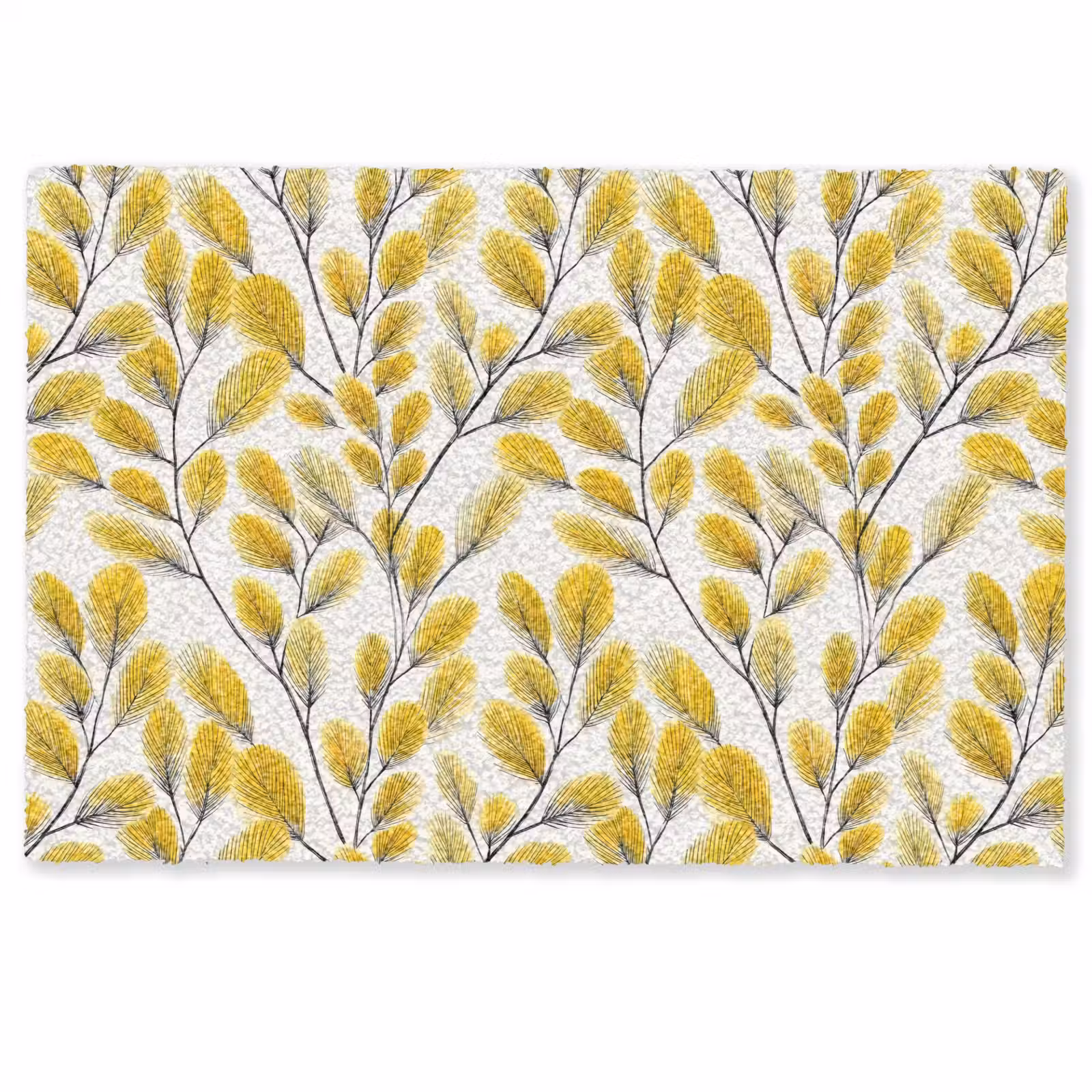Deurmat - Bladeren - Botanisch - Elegant - Geel - Zwart — 1