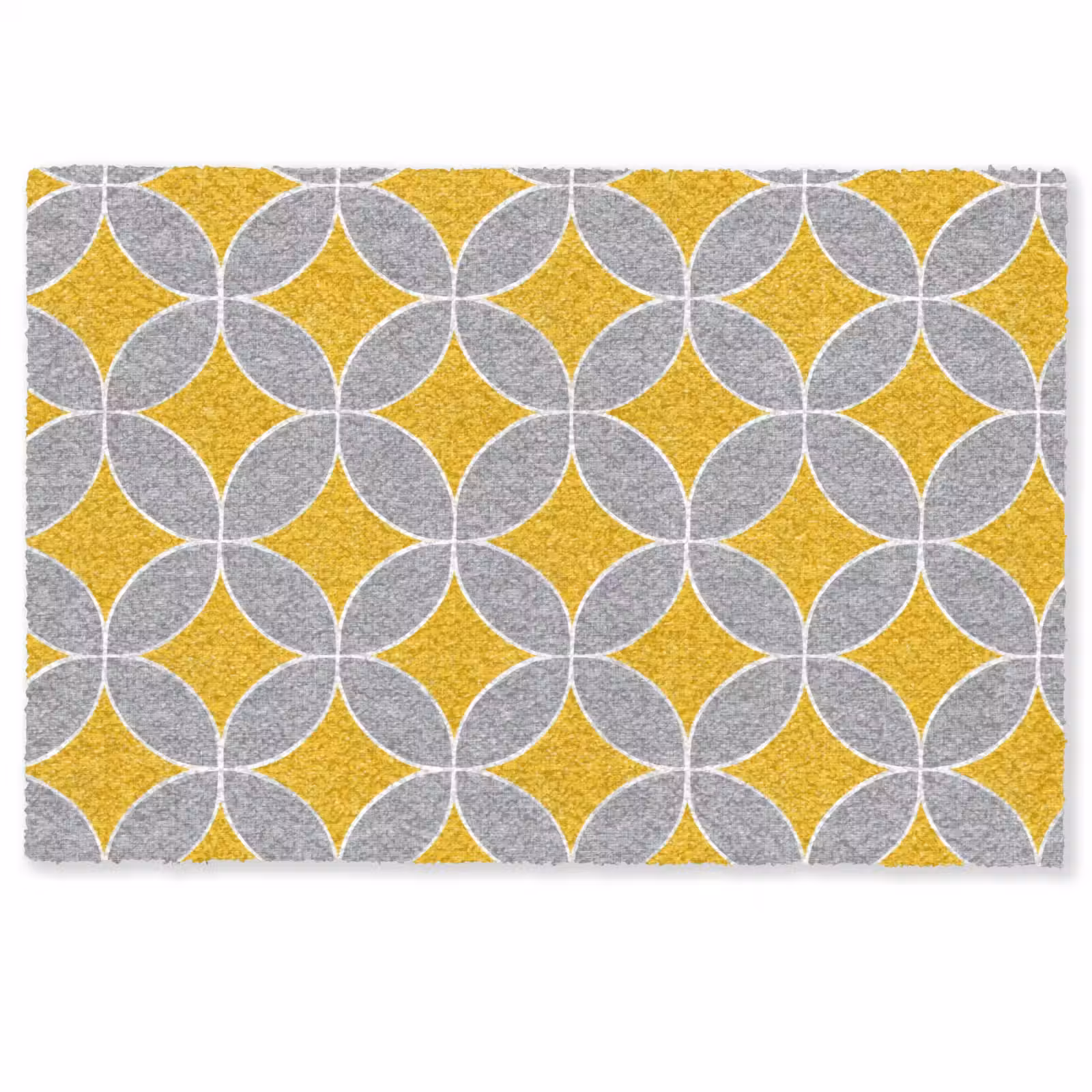 Deurmat - Geometrisch - Cirkels - Textuur - Grijs - Geel — 1
